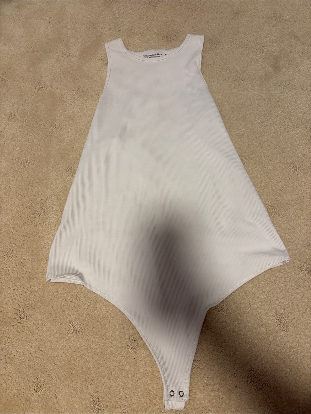 Abercrombie & Fitch White Ribbed Tank Thong Bodysuit XL
